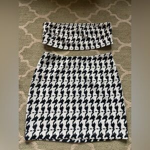NWOT Akira Black and White Houndstooth Skirt set